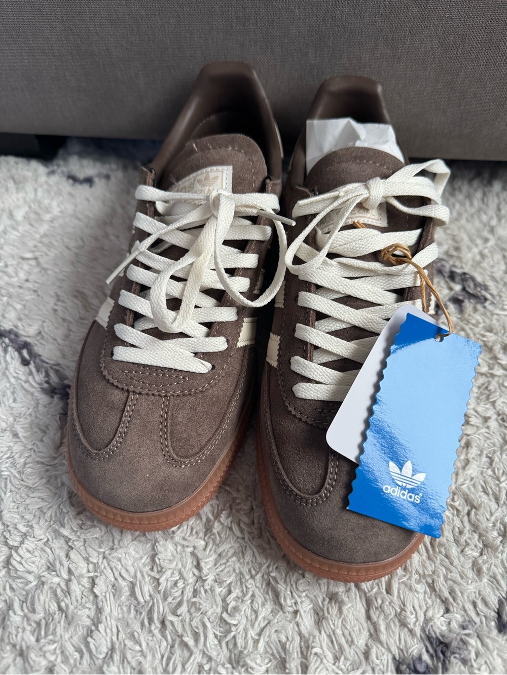 Adidas Spezial Suede Sneakers Brown & White with Gum Sole Men’s 5.5 Women’s 6.5 - Picture 2 of 5